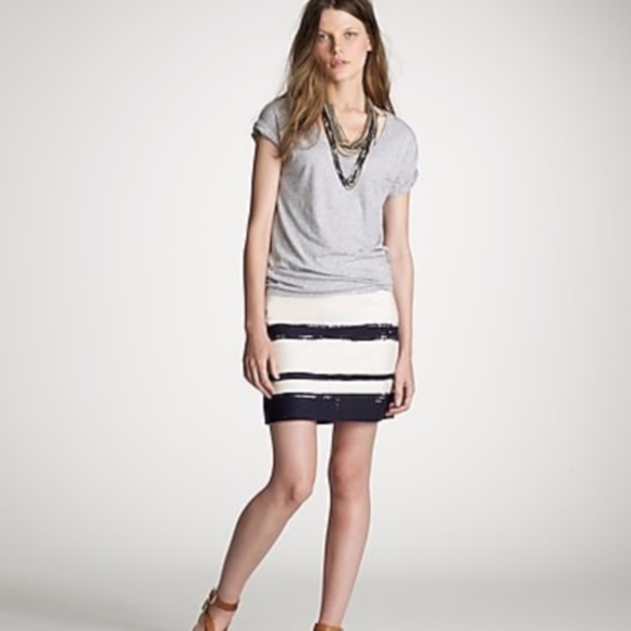 J. Crew Factory Dresses & Skirts - J. Crew Navy and White Brushstroke Mini Skirt